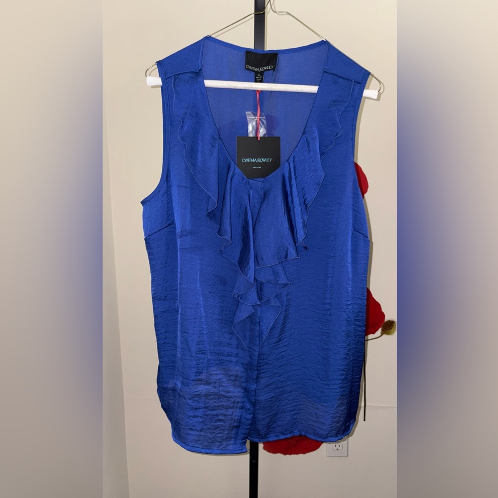 Cynthia Rowley Electric Blue Ruffle V-Neck Camisole